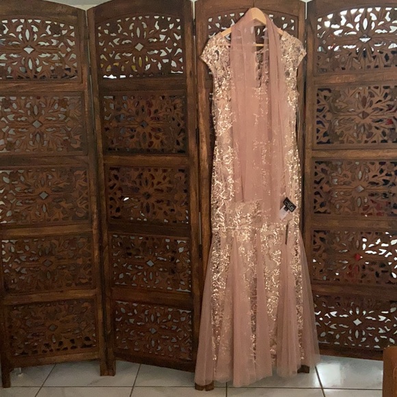 Long Embroidered Fit & Flare Dress - Picture 3 of 6